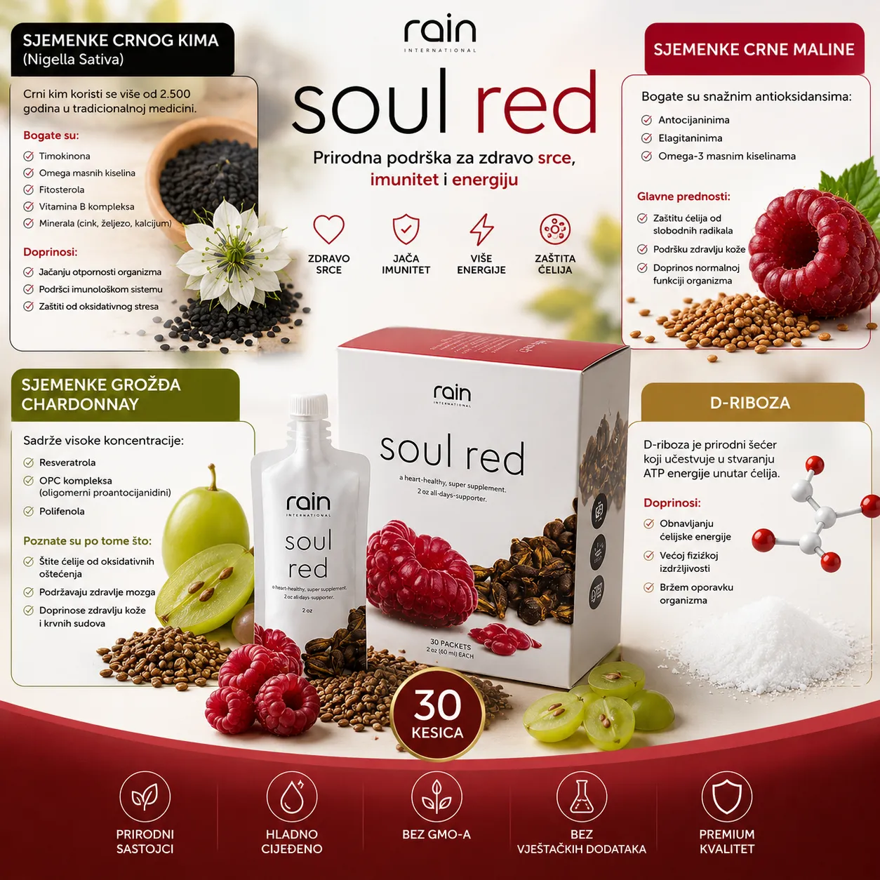 Rain Soul Red 30 kesica prirodni dodatak za zdravlje srca i imunitet